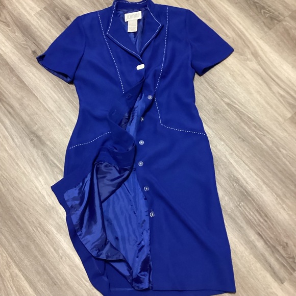 Vintage Colbalt Blue Size 6 Top Stitch Dress - Picture 4 of 8
